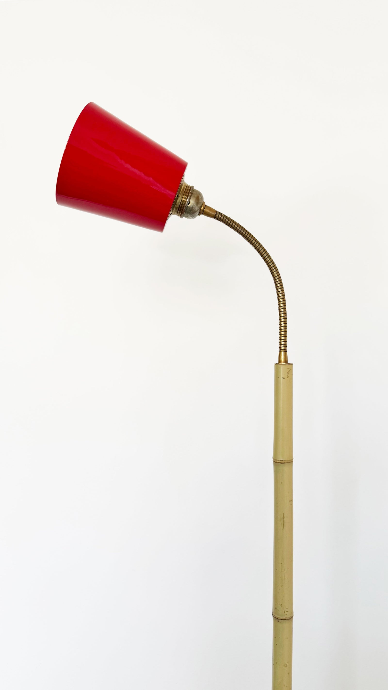 Bamboo and Terracotta Floor Lamp - Red