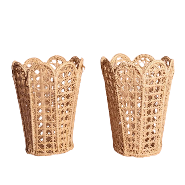 Atlántico Iraca Scallop Vase, Natural - Set Of 2