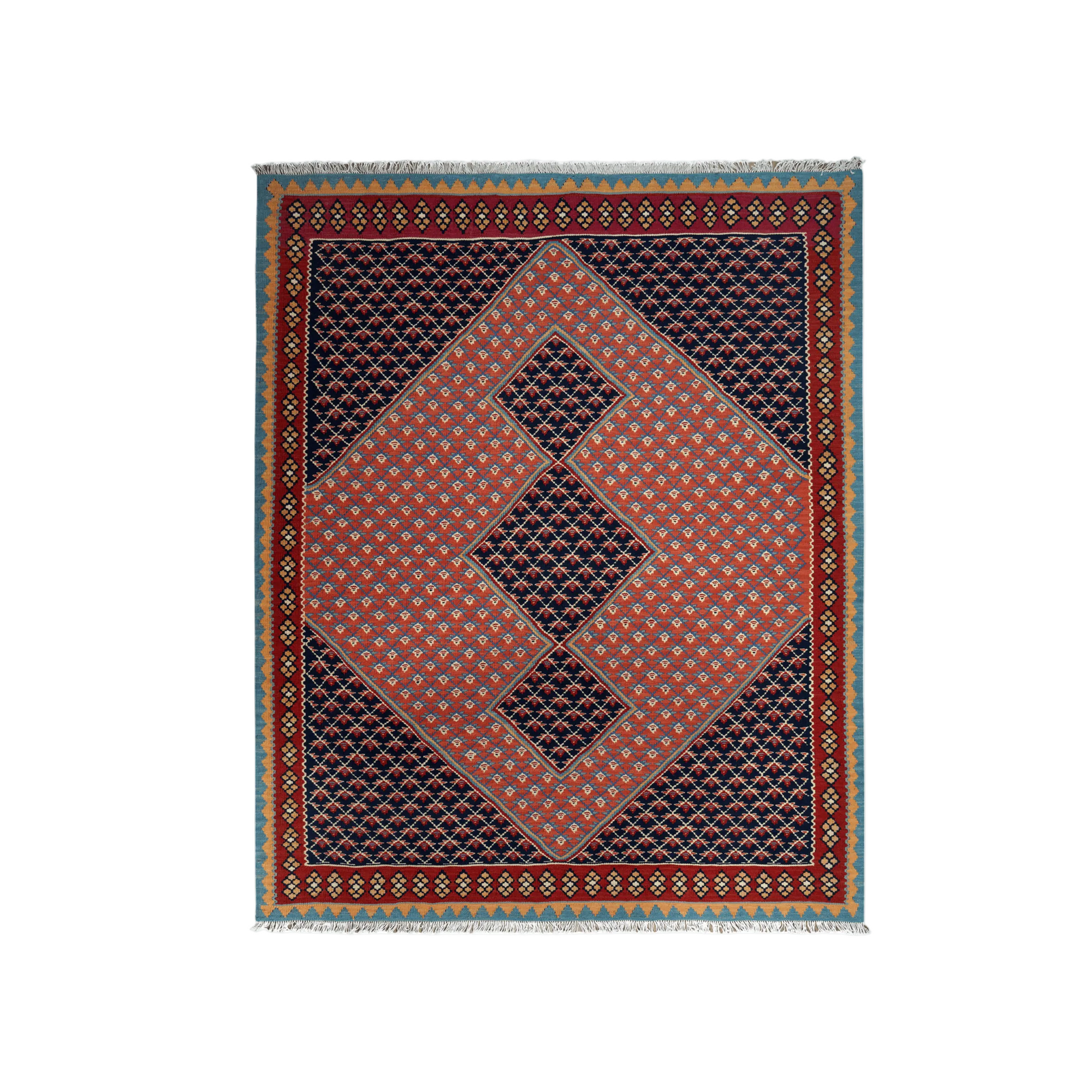 Kilim Senneh Rug · Hand-Woven - Red, 200x163 cm