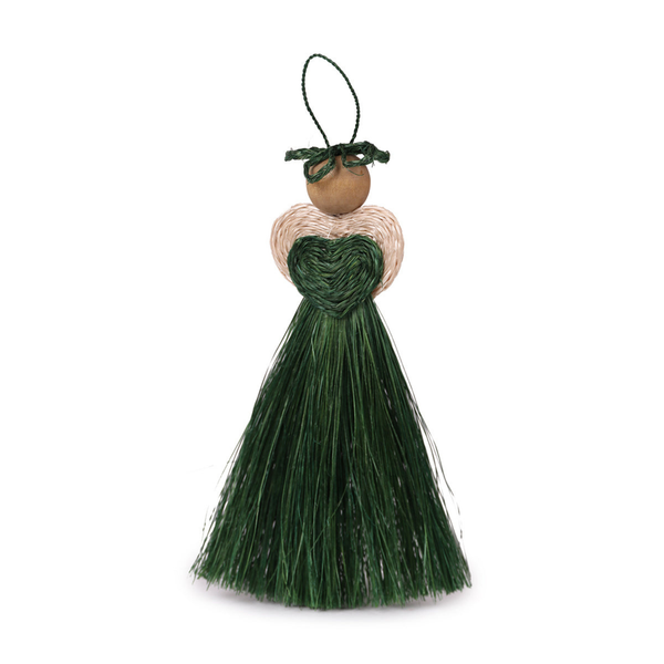 SILUHLAZA: Handwoven Green Love Angel Tree Decoration