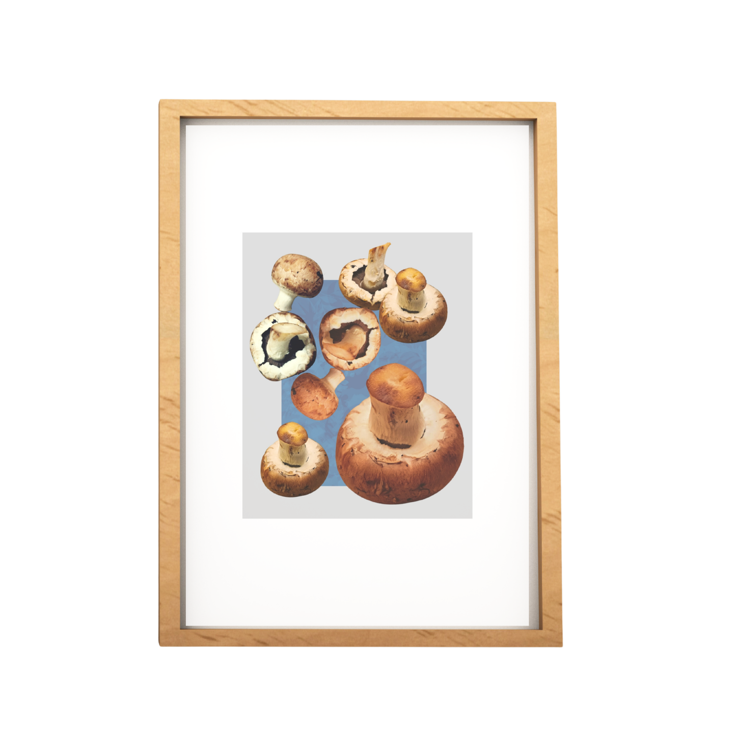 A Button Mushroom Vegetable Collage Print