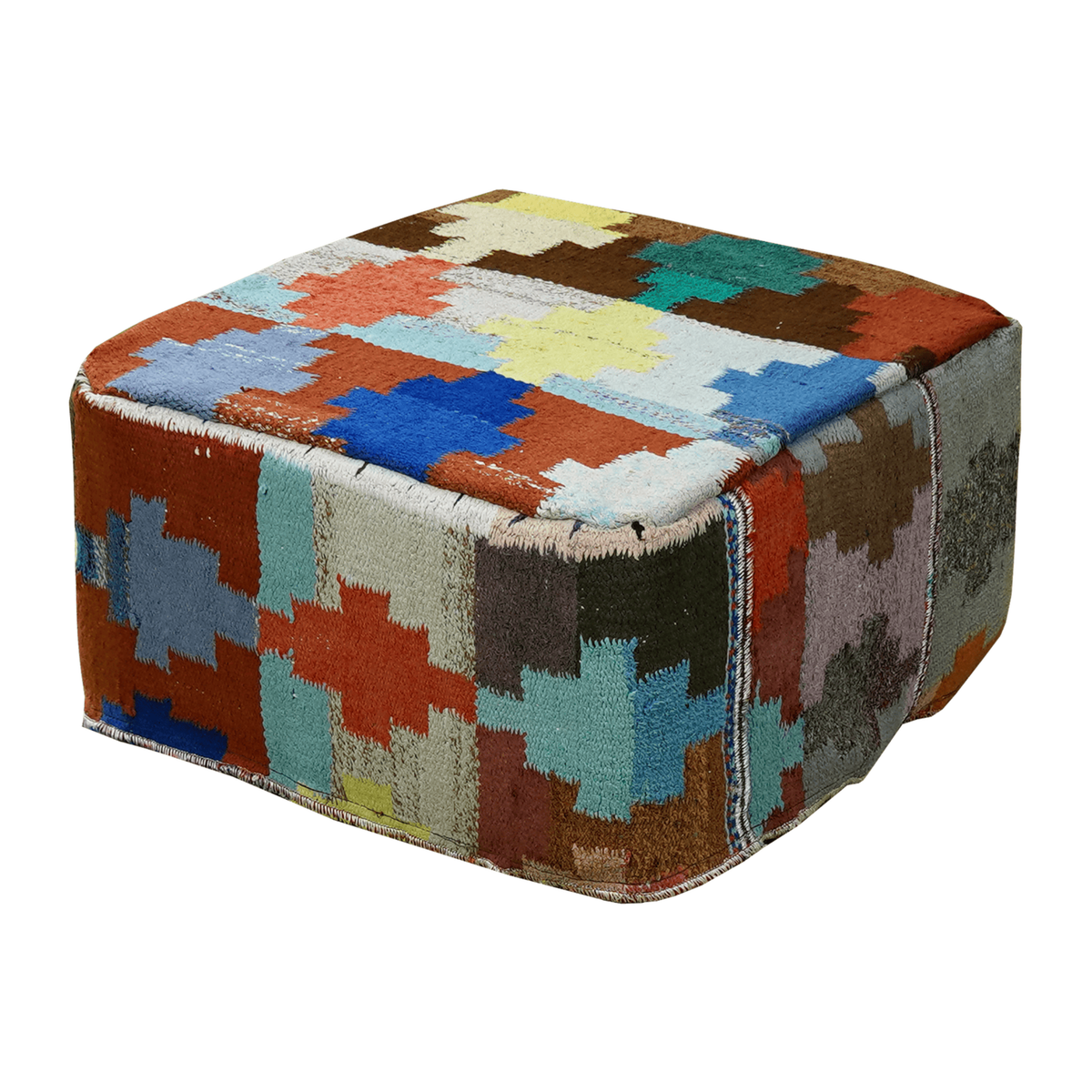 Kilim Pouf · Handcrafted - Multicoloured, 65x65 cm