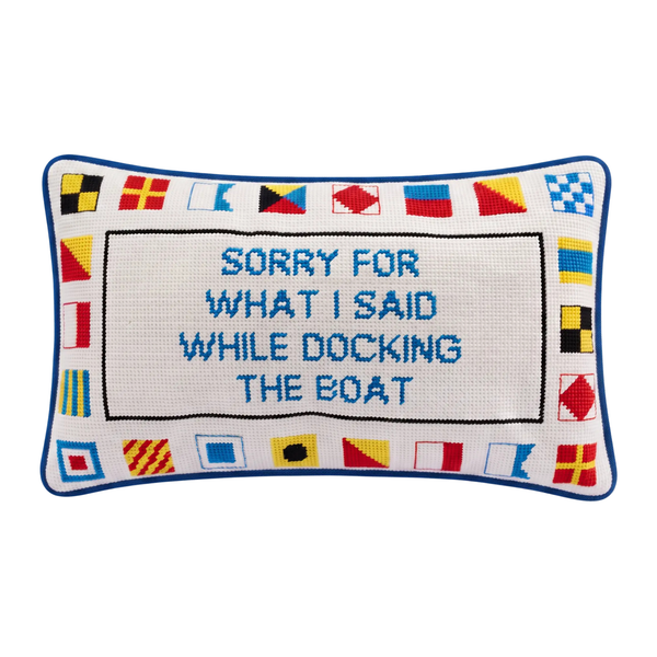 Docking The Boat Needlepoint Pillow