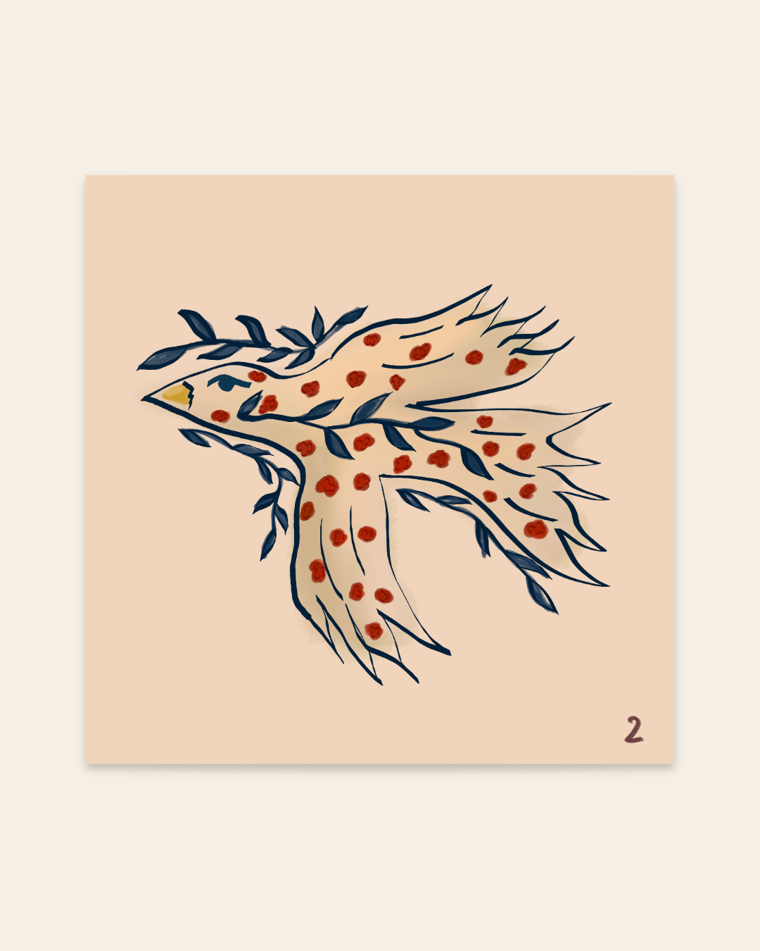 Bird No 2 art print — additional product photo of the design