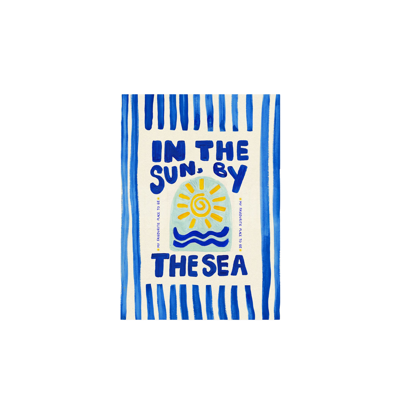 In The Sun By The Sea Stripes Hand Painted Print