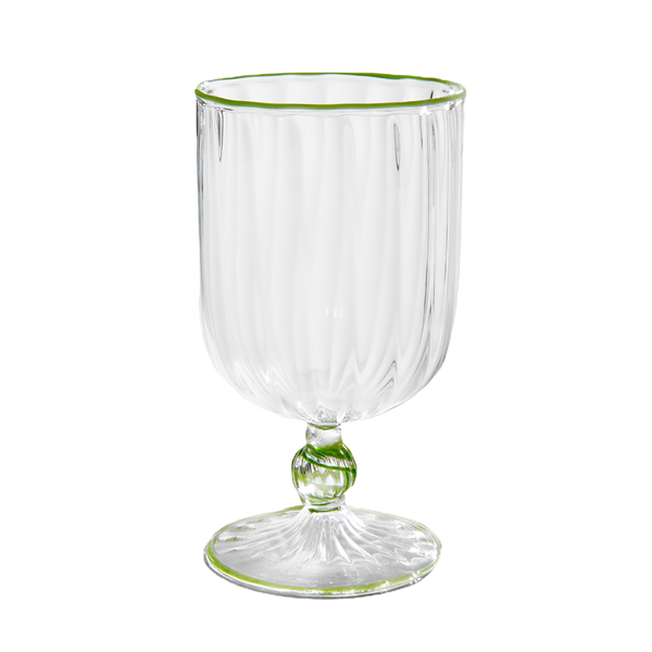 The Adrienne Venetian Wine Glass in Green