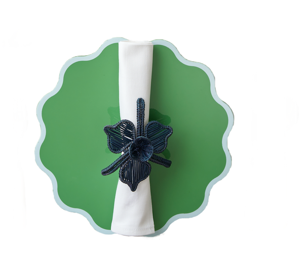 The Victoria Placemat in White and Green, Set of Two