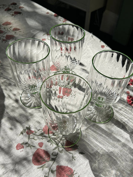 The Adrienne Venetian Wine Glass in Green