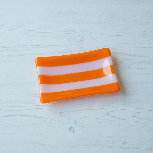 15x10cm Striped Dual Coloured Tray - Orange &amp; Pink image