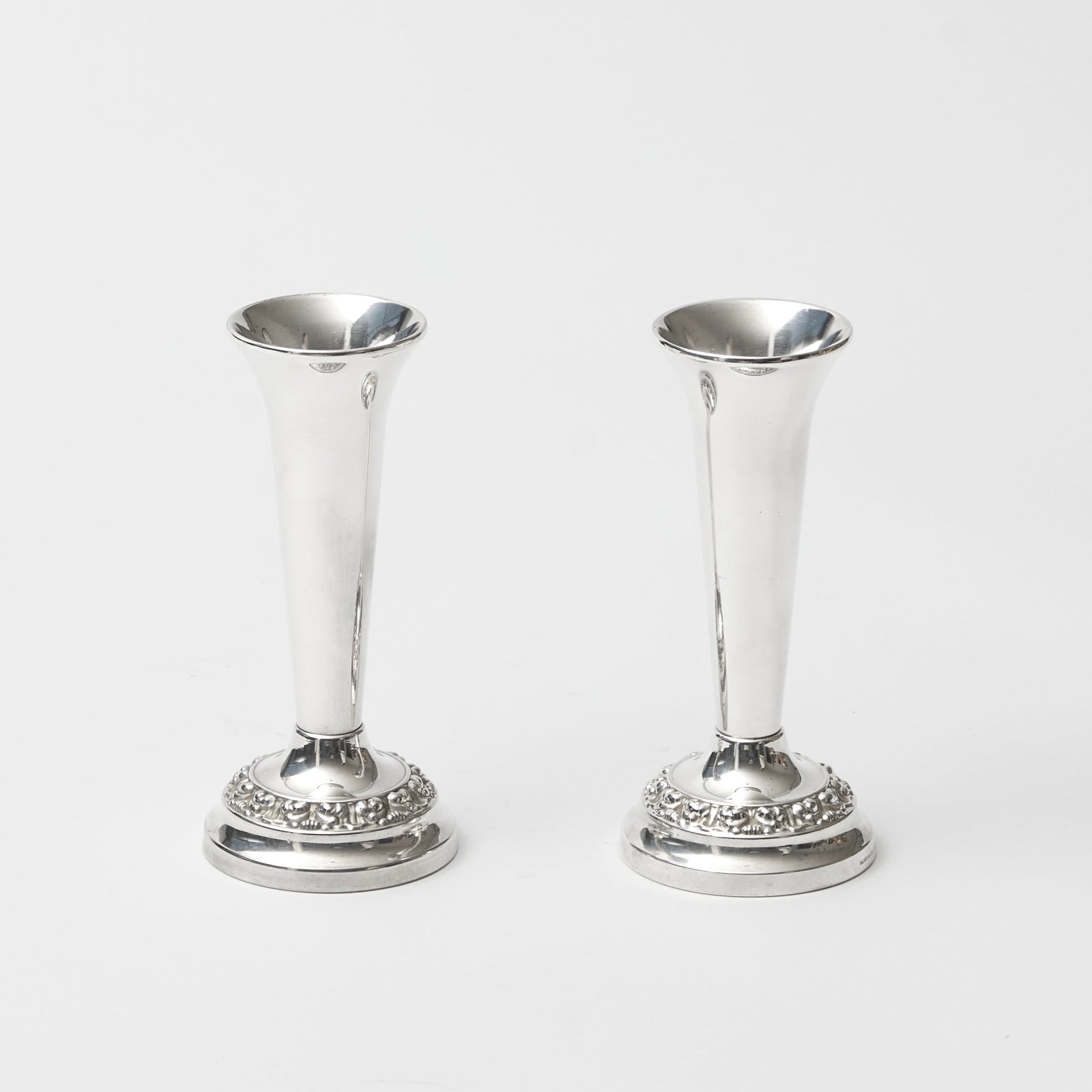 Pair of Silver-plate Bud Vases