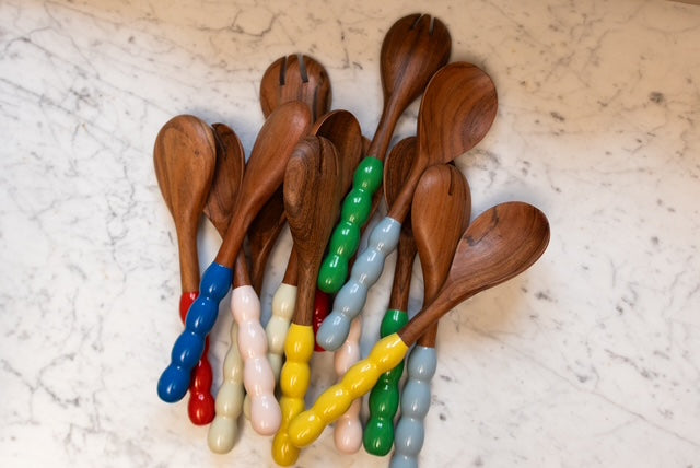 Bobbin Salad Servers | Rose Pink