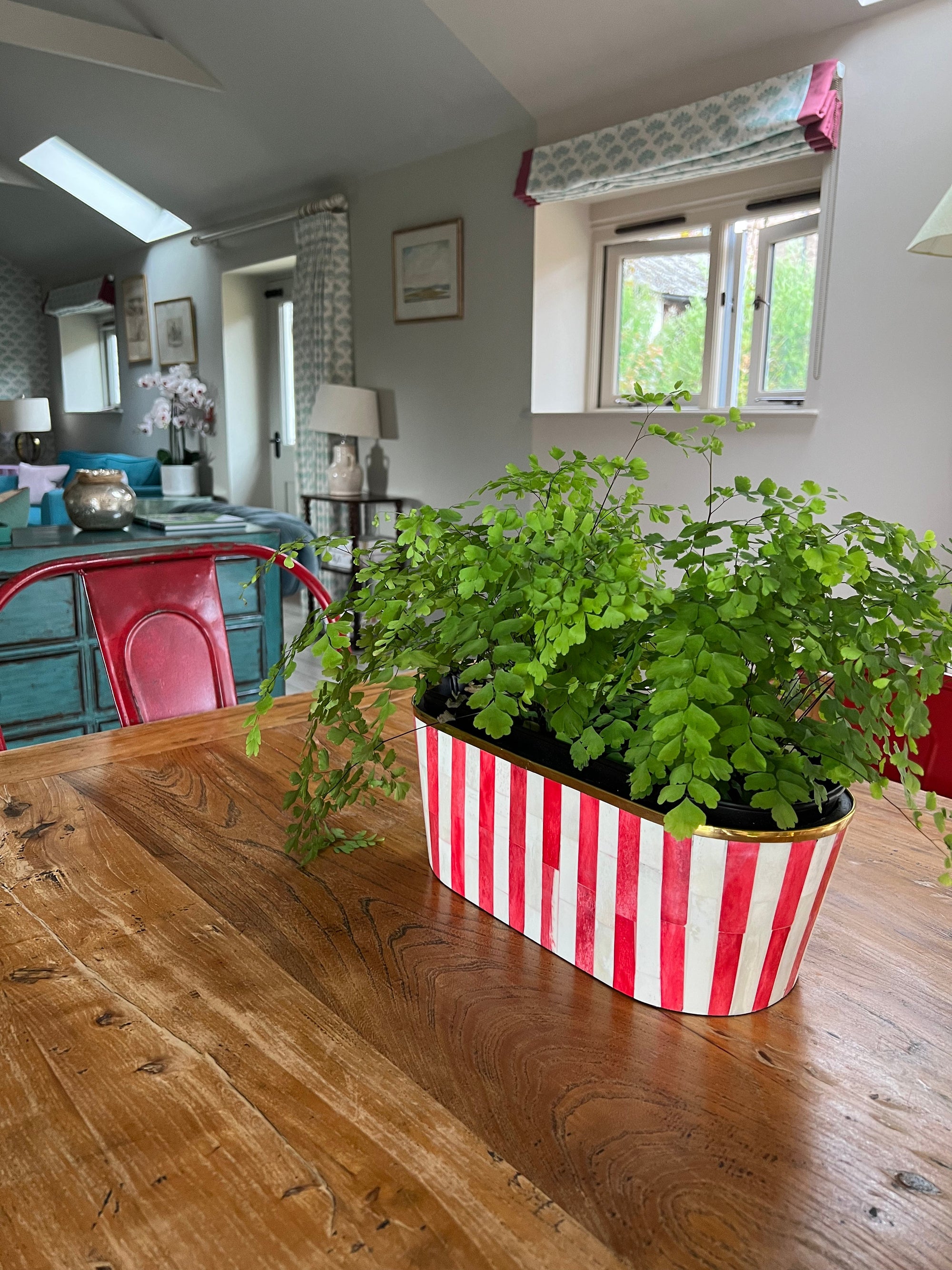 Oblong Inlay Planter | Large | Red | Striped