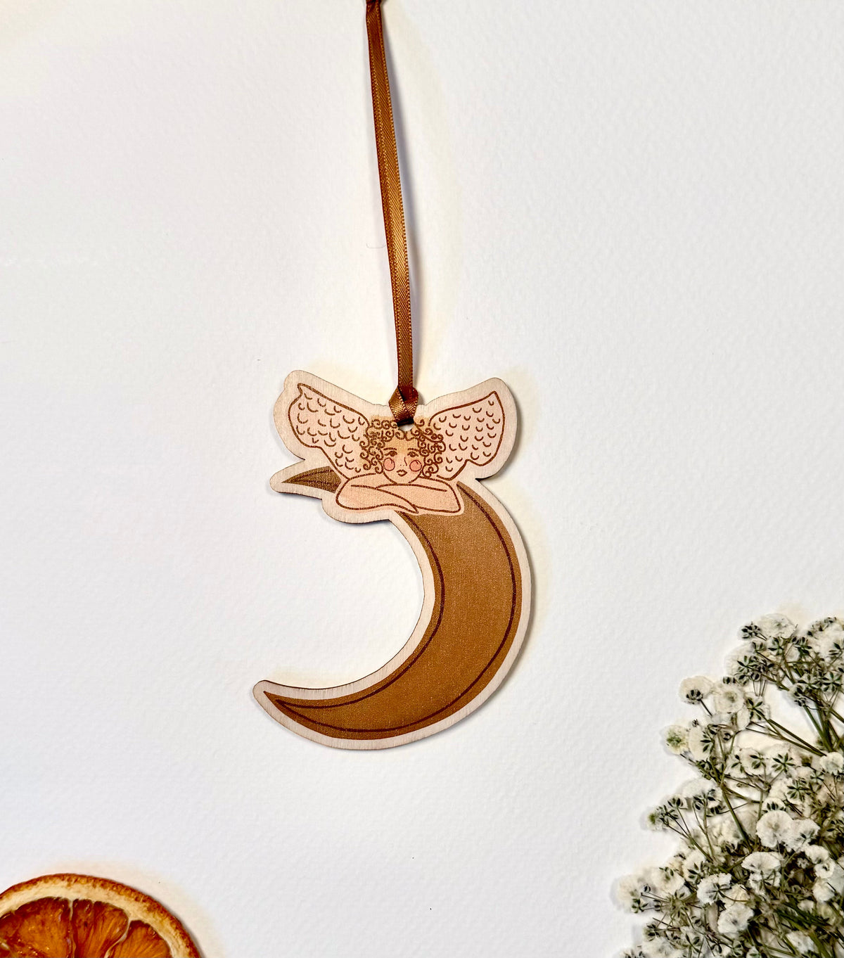 Cherub & Crescent Moon Christmas Decoration PRE-ORDER