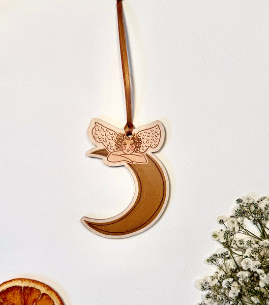 Cherub & Crescent Moon Christmas Decoration PRE-ORDER