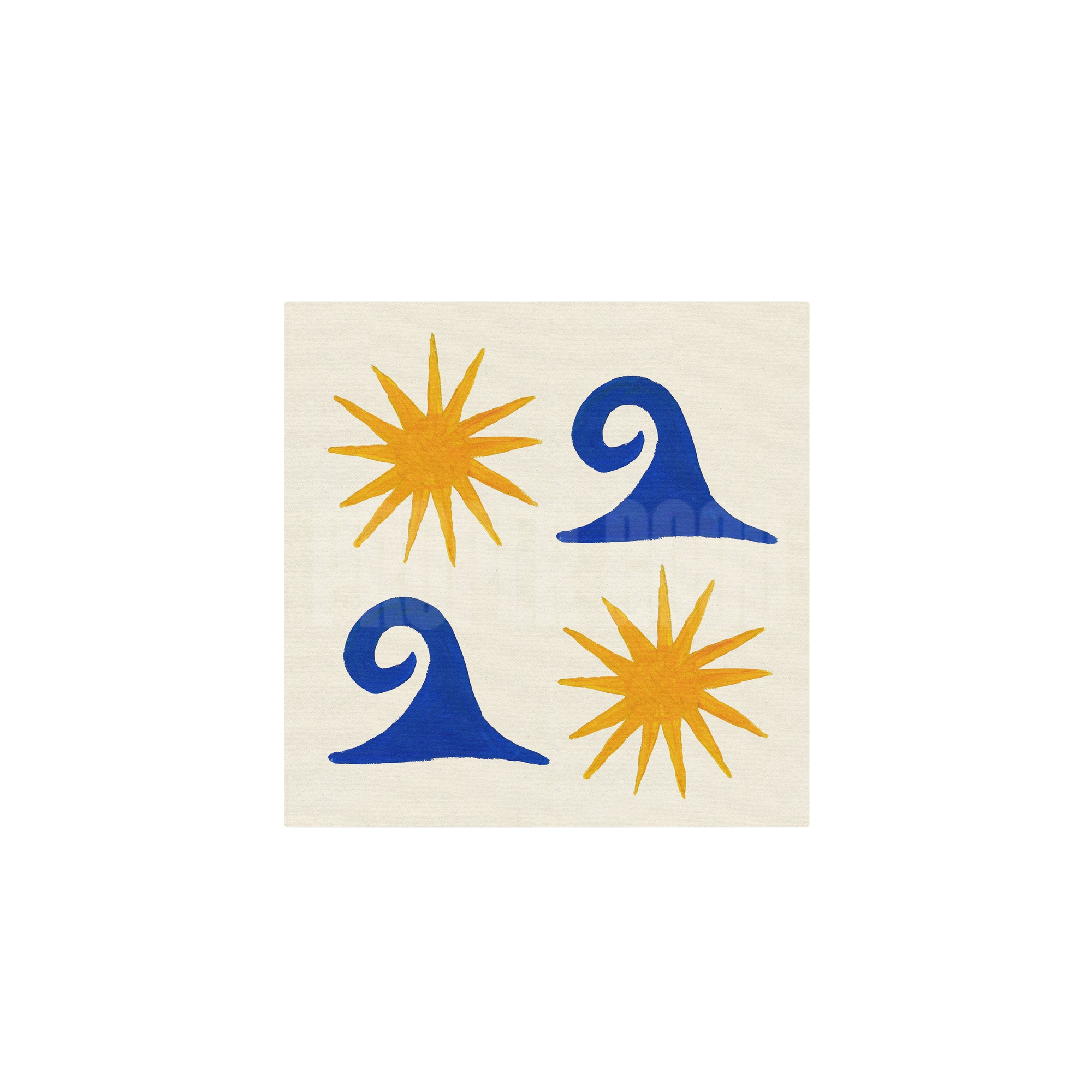 Sun and Wave Square Hand Painted Print