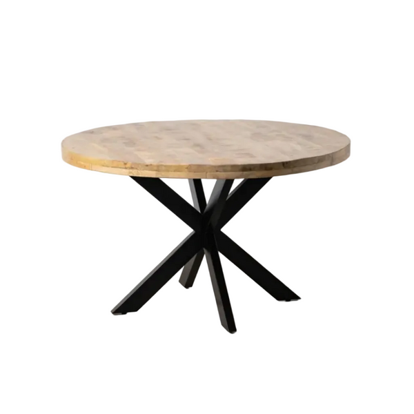 Mesa de Jantar Leco Redonda com Pernas Pretas 130 x 130 x 77 cm