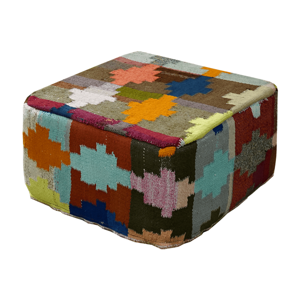 Kilim Pouf · Handcrafted - Multicoloured, 65x65 cm