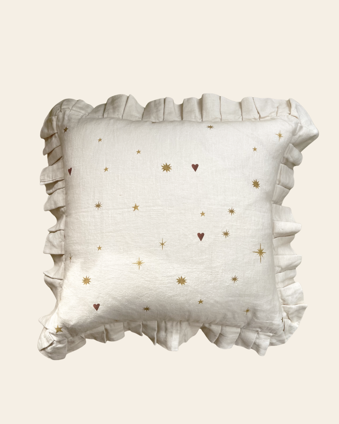 Linen Ruffled Cushion Cover "Love Sun"