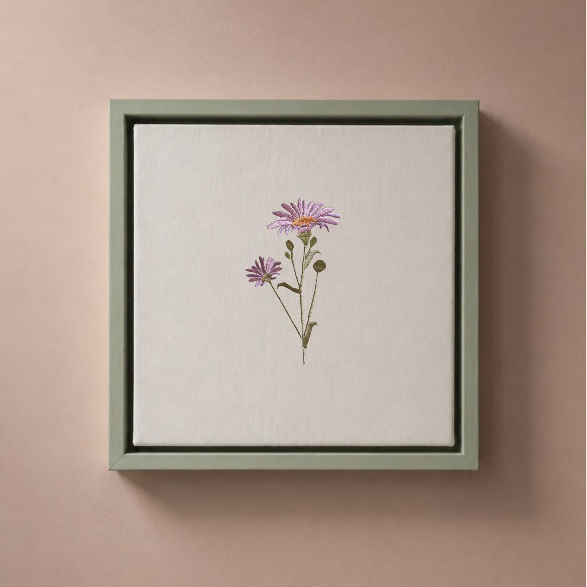 Personalised Birth Flower Embroidered Canvas