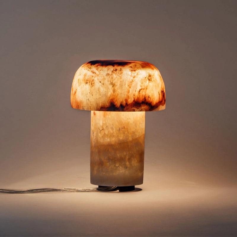 Shroom Tall Hand - Carved Alabaster Stone Lamp