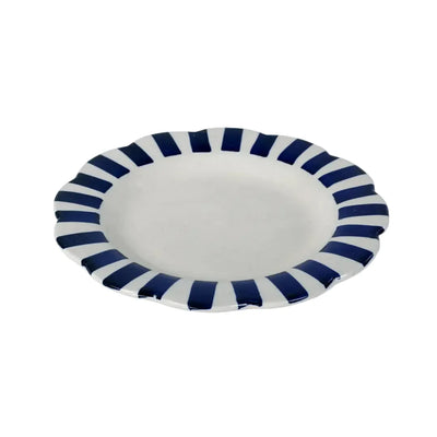 Ceramic Stripe Dinner Plate, Blue 10x10x1.25 Inches - Casa Amarosa