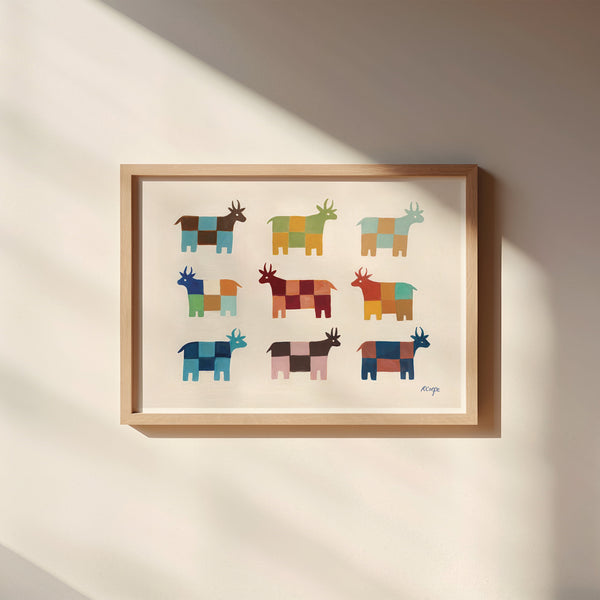 Moo Patchwork Cow Art Print