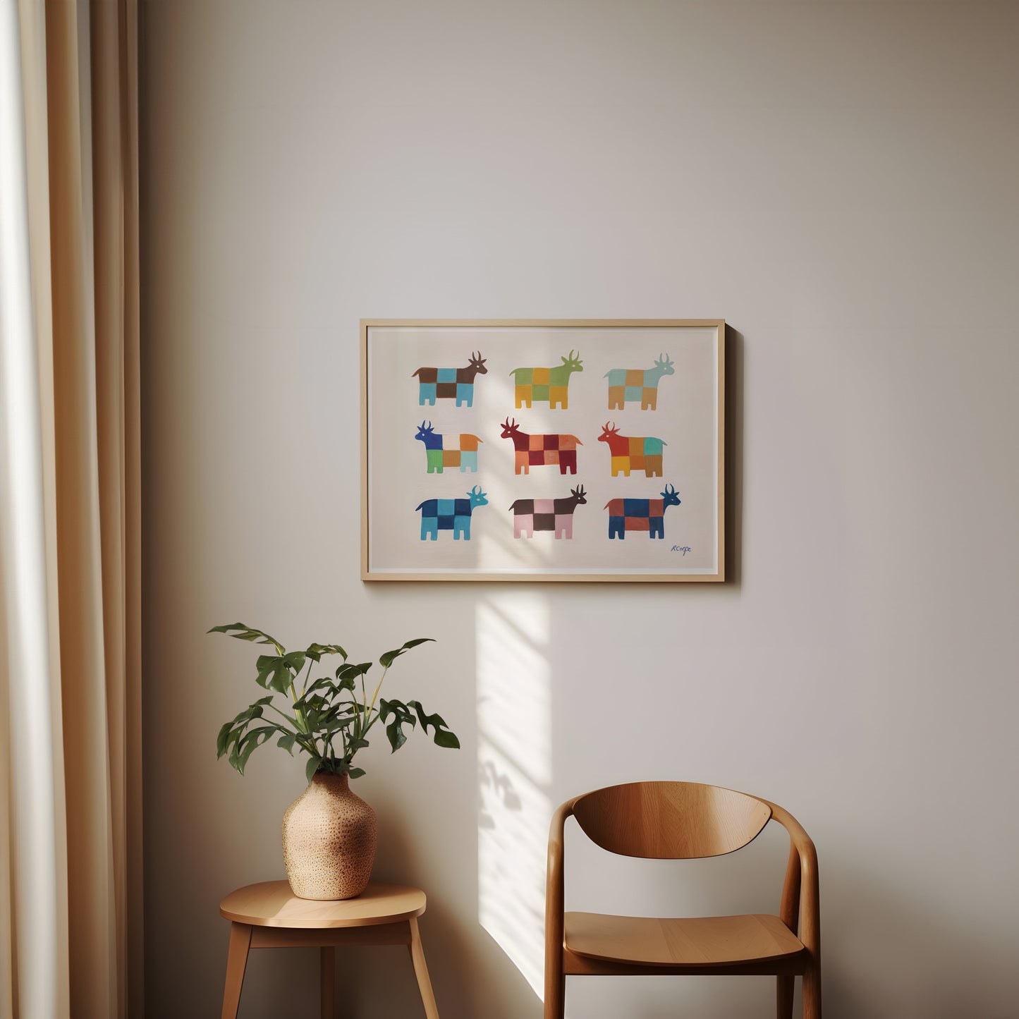 Moo Patchwork Cow Art Print