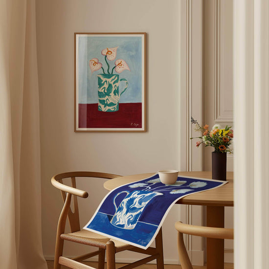 A4 -  Teal Herons on Jug 02 Print
