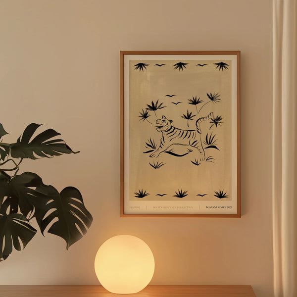 A3 - 'Tiger 02' Grey Print