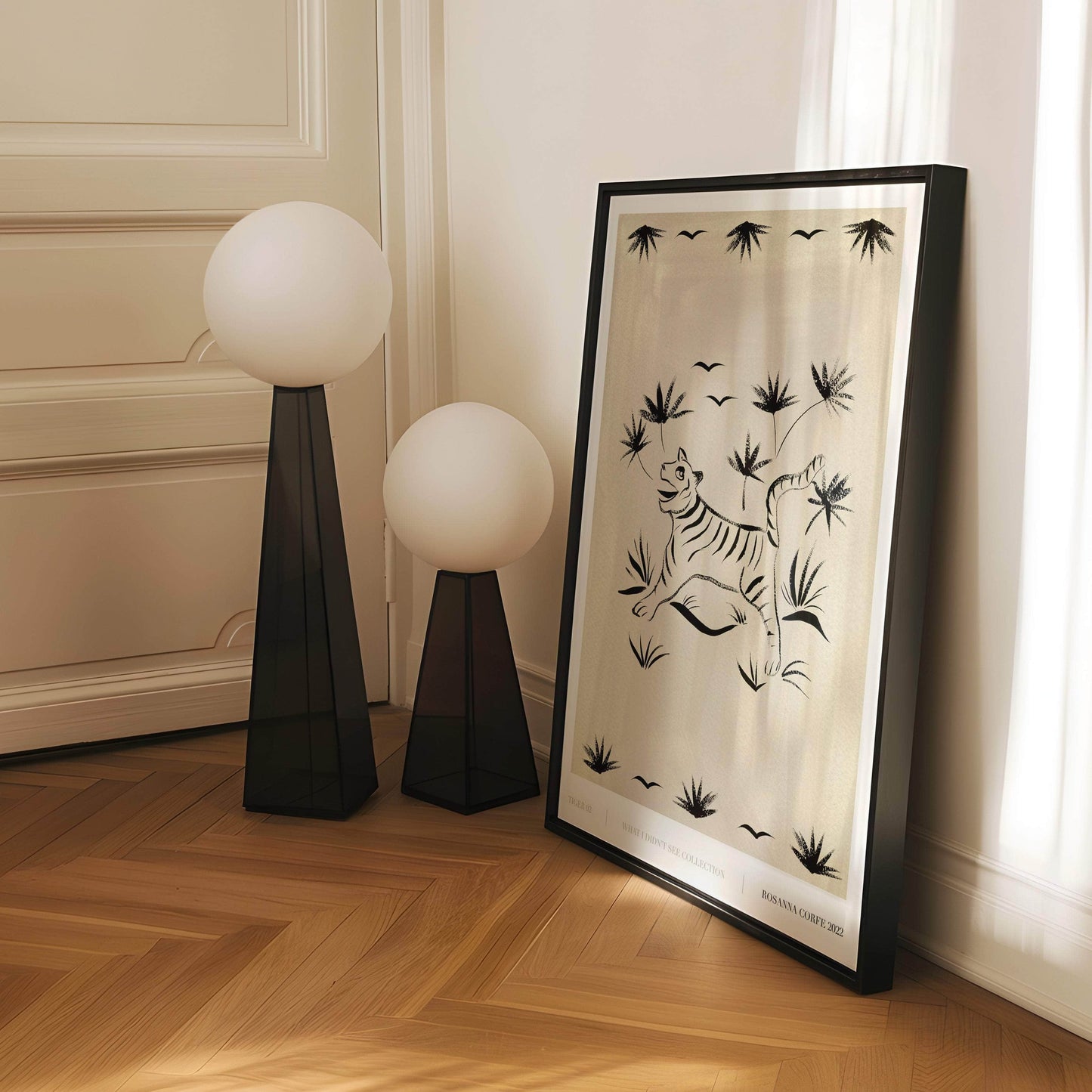 A3 - 'Tiger 02' Grey Print