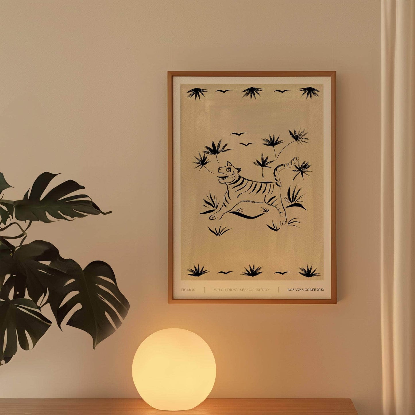 A3 - 'Tiger 02' Grey Print
