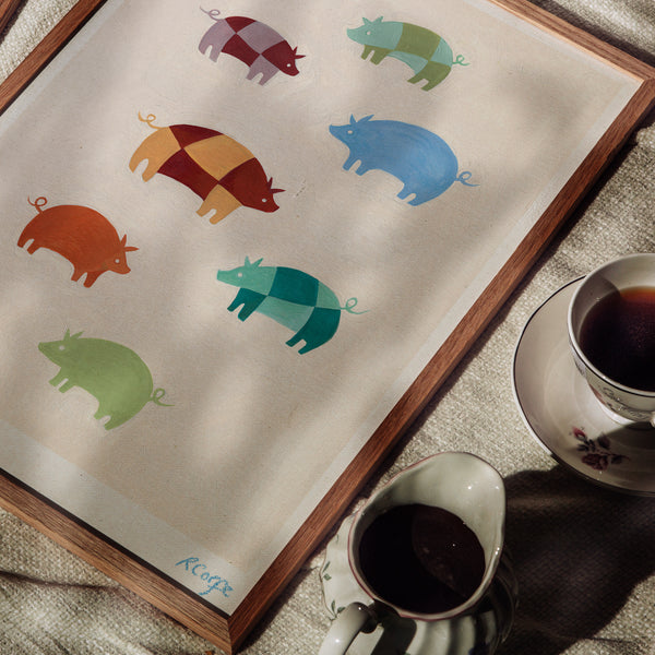 A4 - Colourful 'Oink' Pig Print