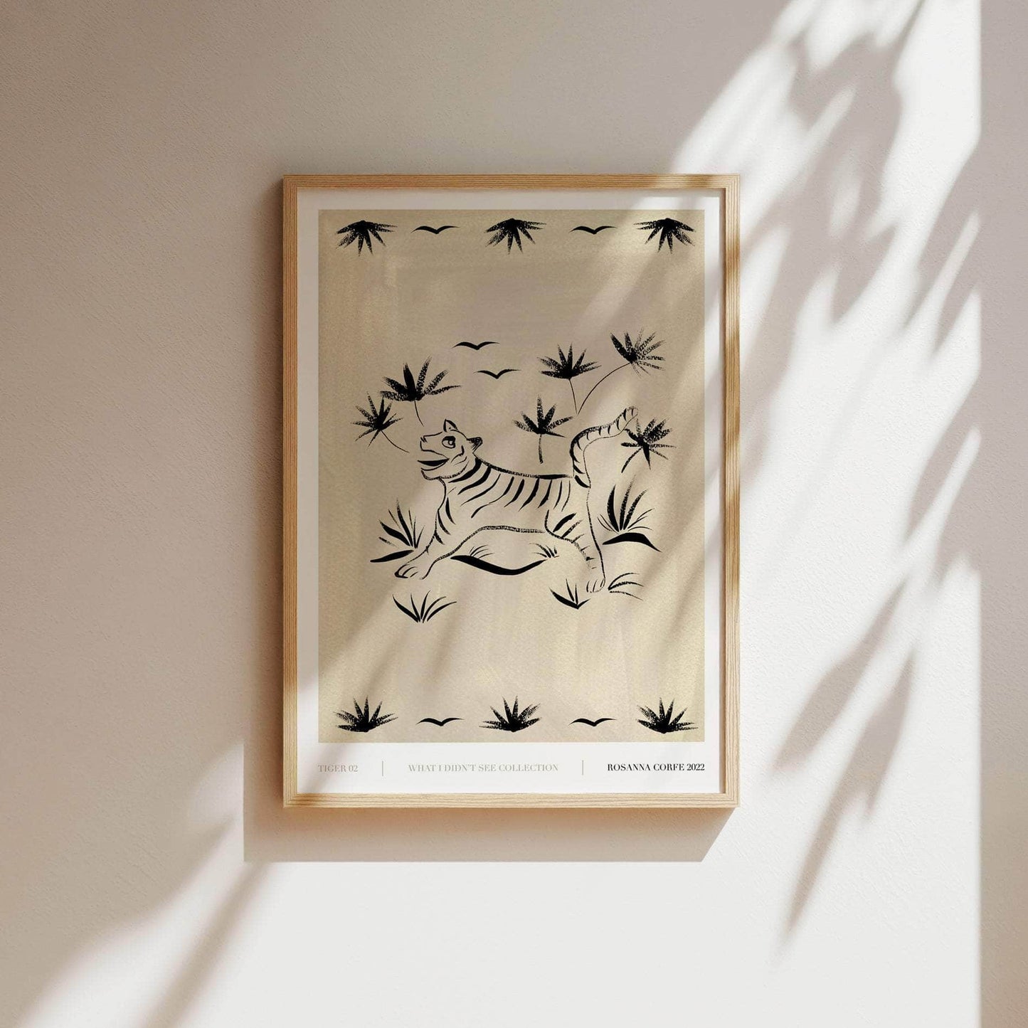 A3 - 'Tiger 02' Grey Print