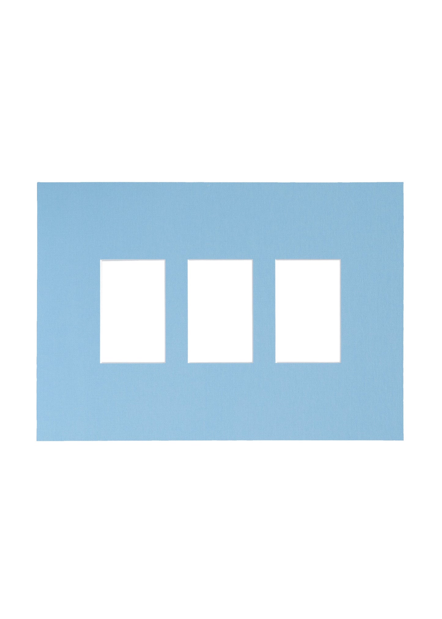 A light blue rectangular frame with three rectangular cutouts in the center, shown on a plain white background.