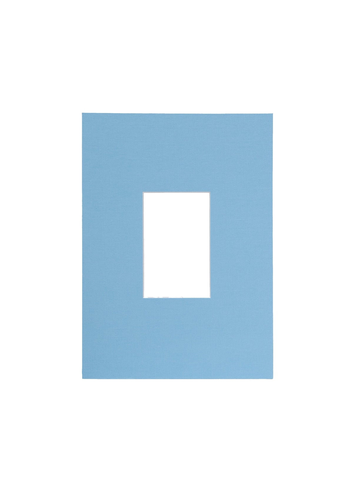 A light blue rectangular mat or frame with a centered white square cutout, shown on a plain white background.