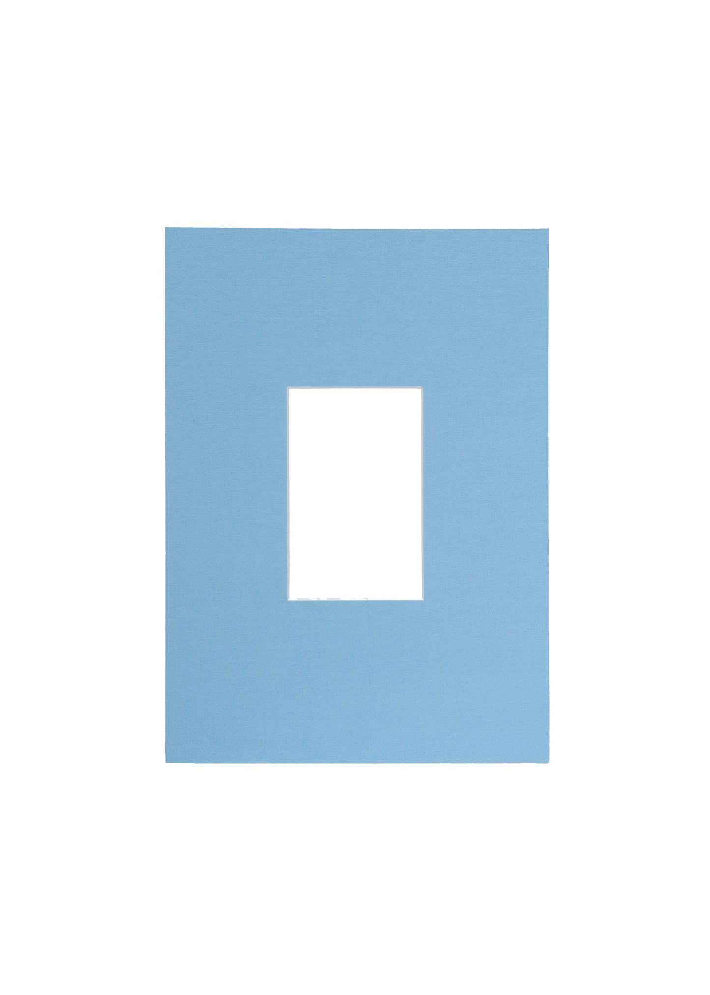 A light blue rectangular mat or frame with a centered white square cutout, shown on a plain white background.