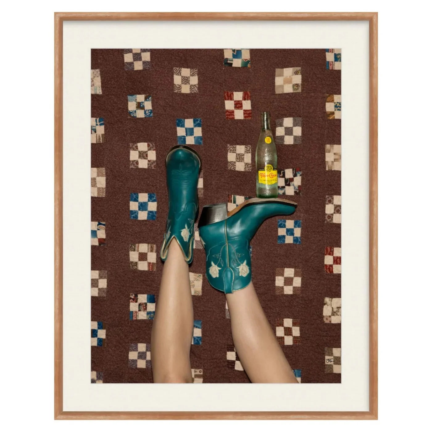 Round Top Lady with a Topo Chico Framed Print