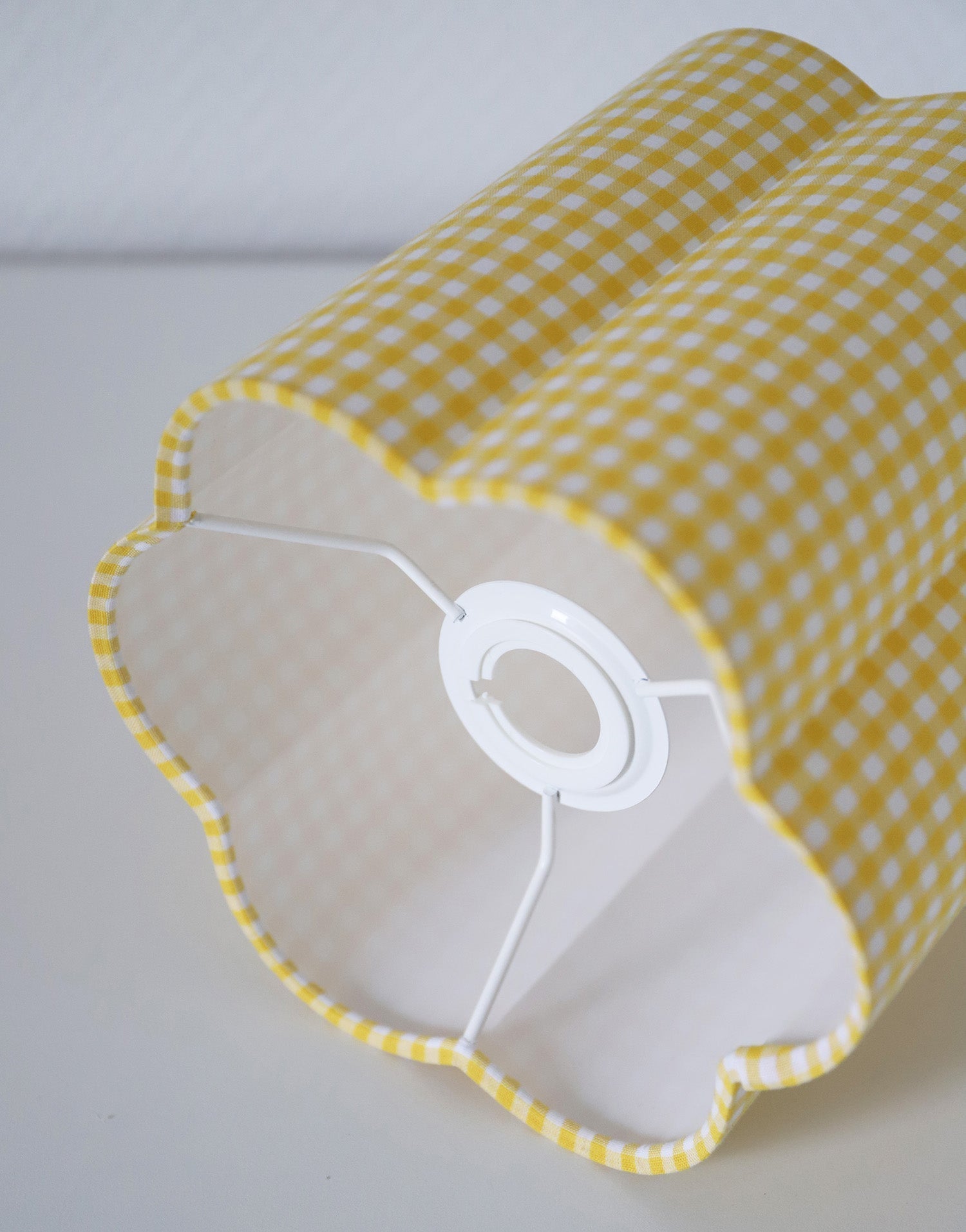 Flora Flower-Shaped Lampshade "Mini Lemon Yellow Gingham"