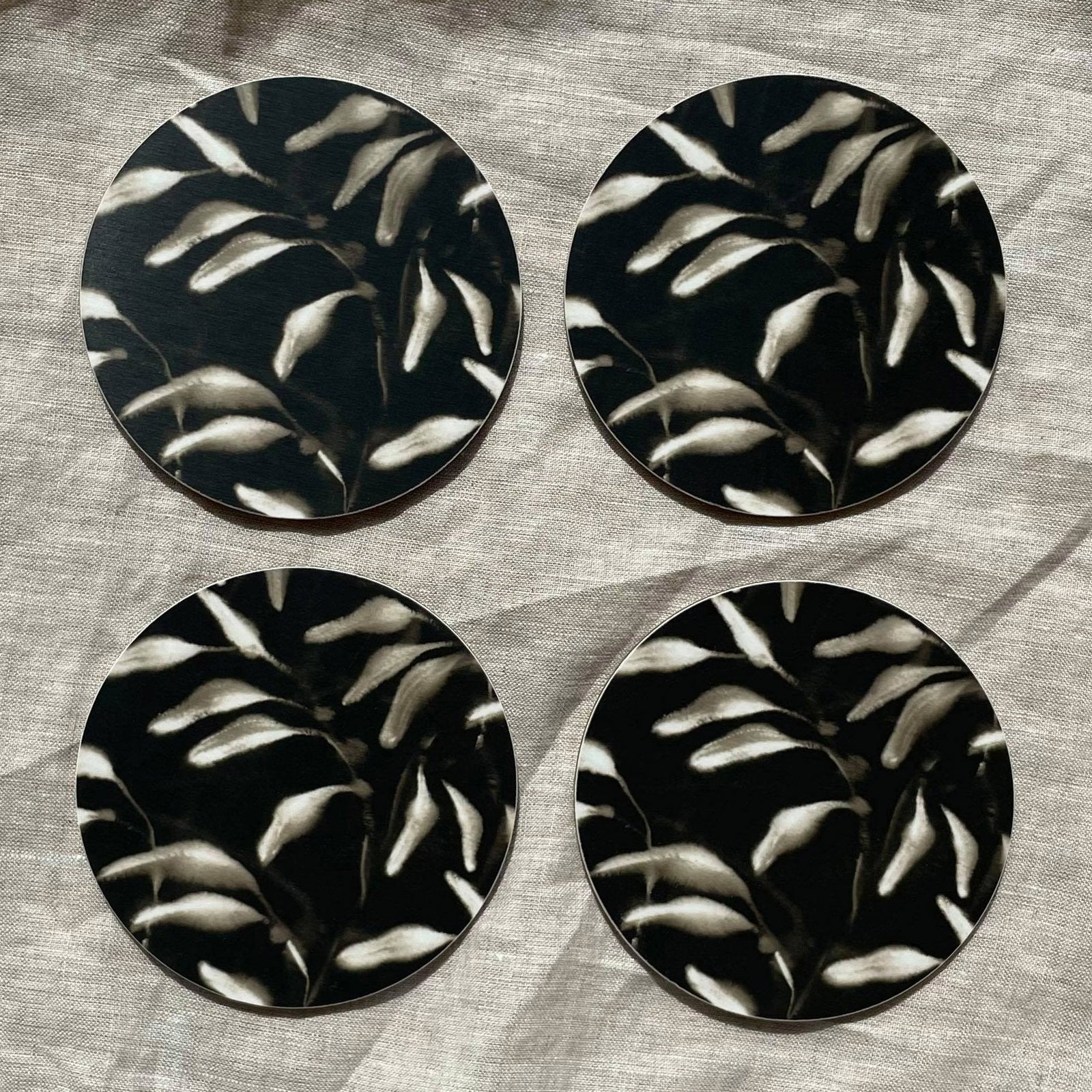 Set of 4 Amongst Round Coasters, Black Gold