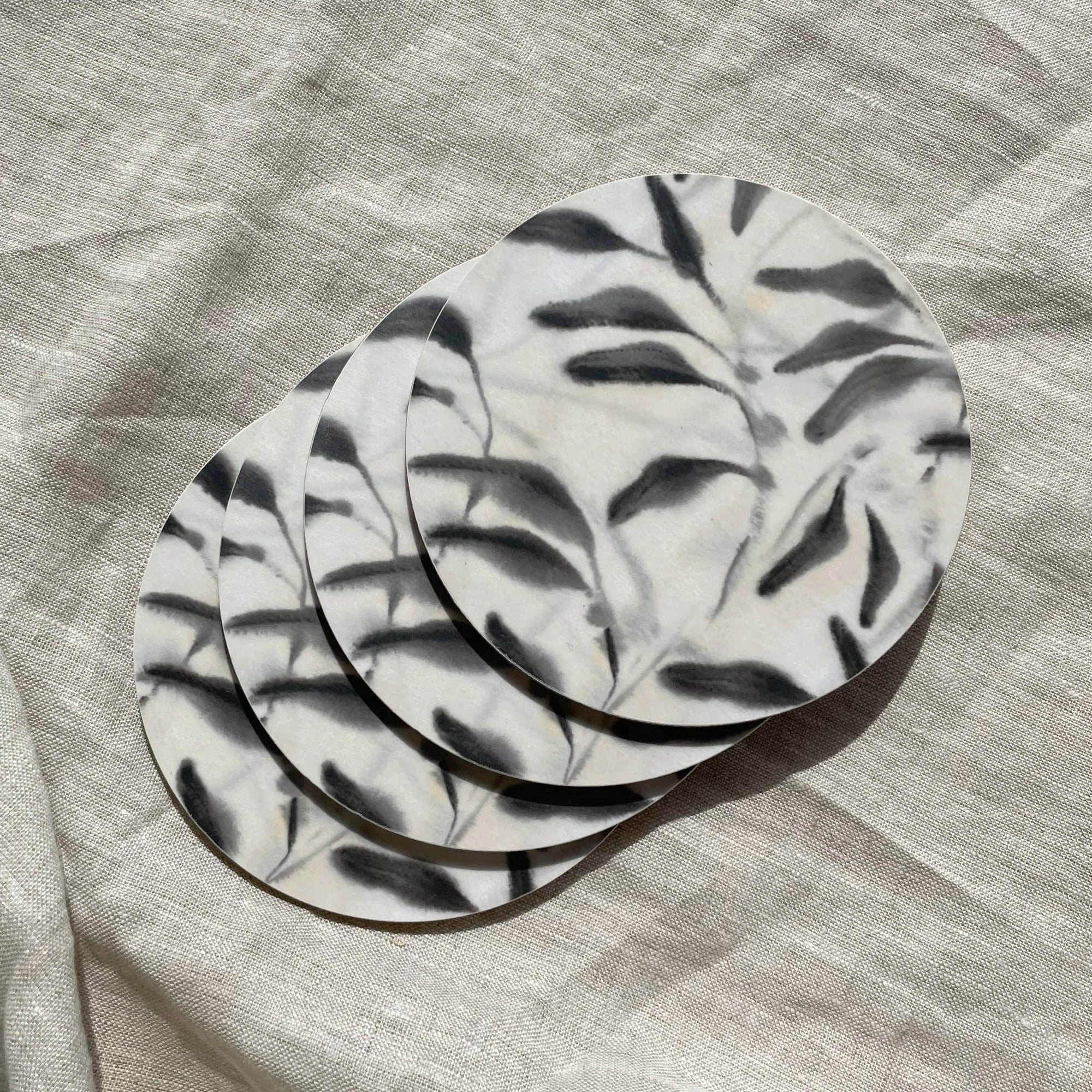 Set of 4 Amongst Round Coasters, Beige Grey