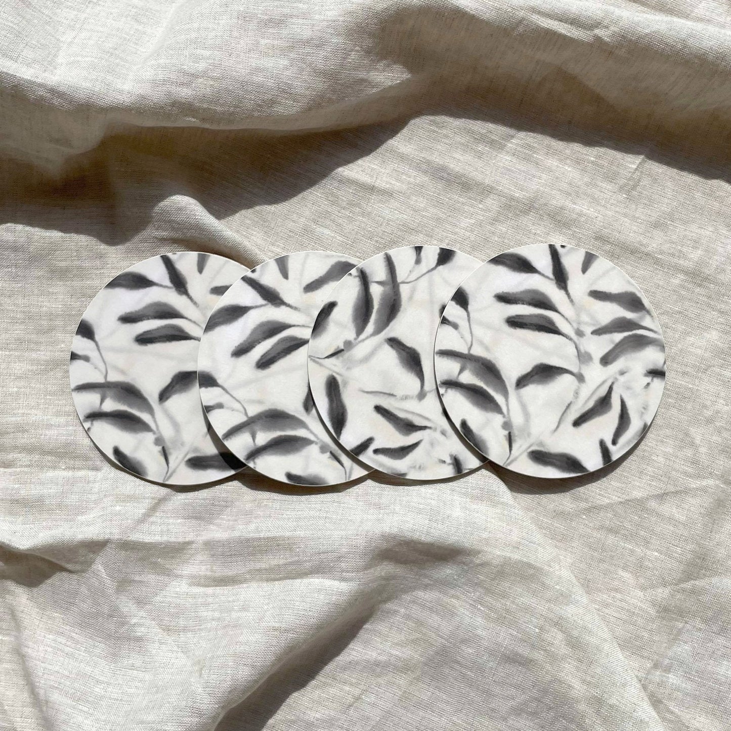 Set of 4 Amongst Round Coasters, Beige Grey