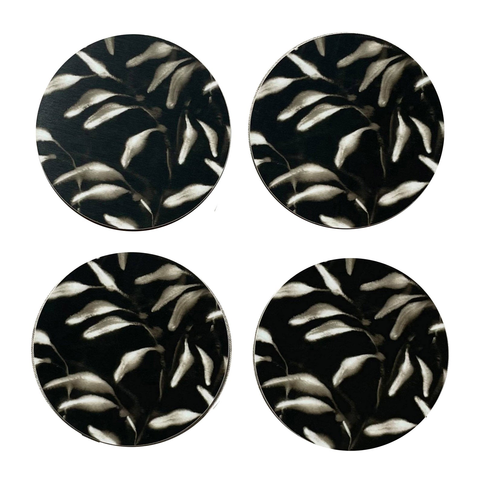 Set of 4 Amongst Round Coasters, Black Gold
