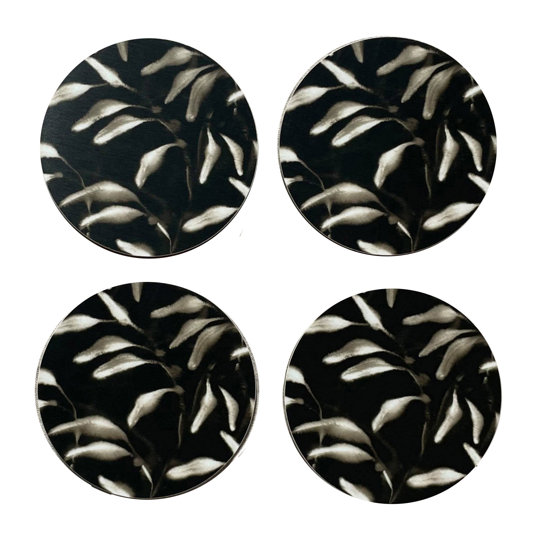 Set of 4 Amongst Round Coasters, Black Gold