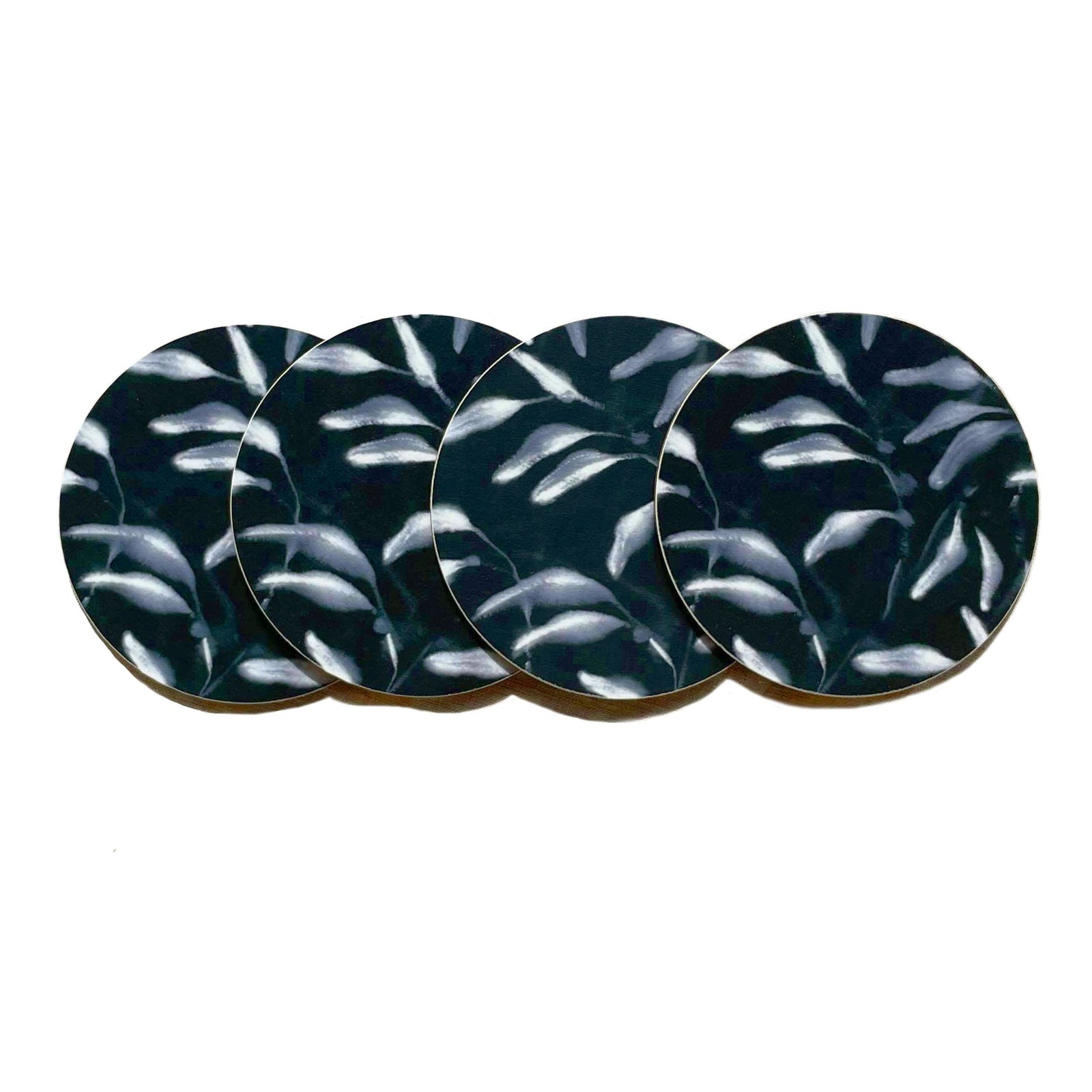 Set of 4 Amongst Round Coasters, Black Navy