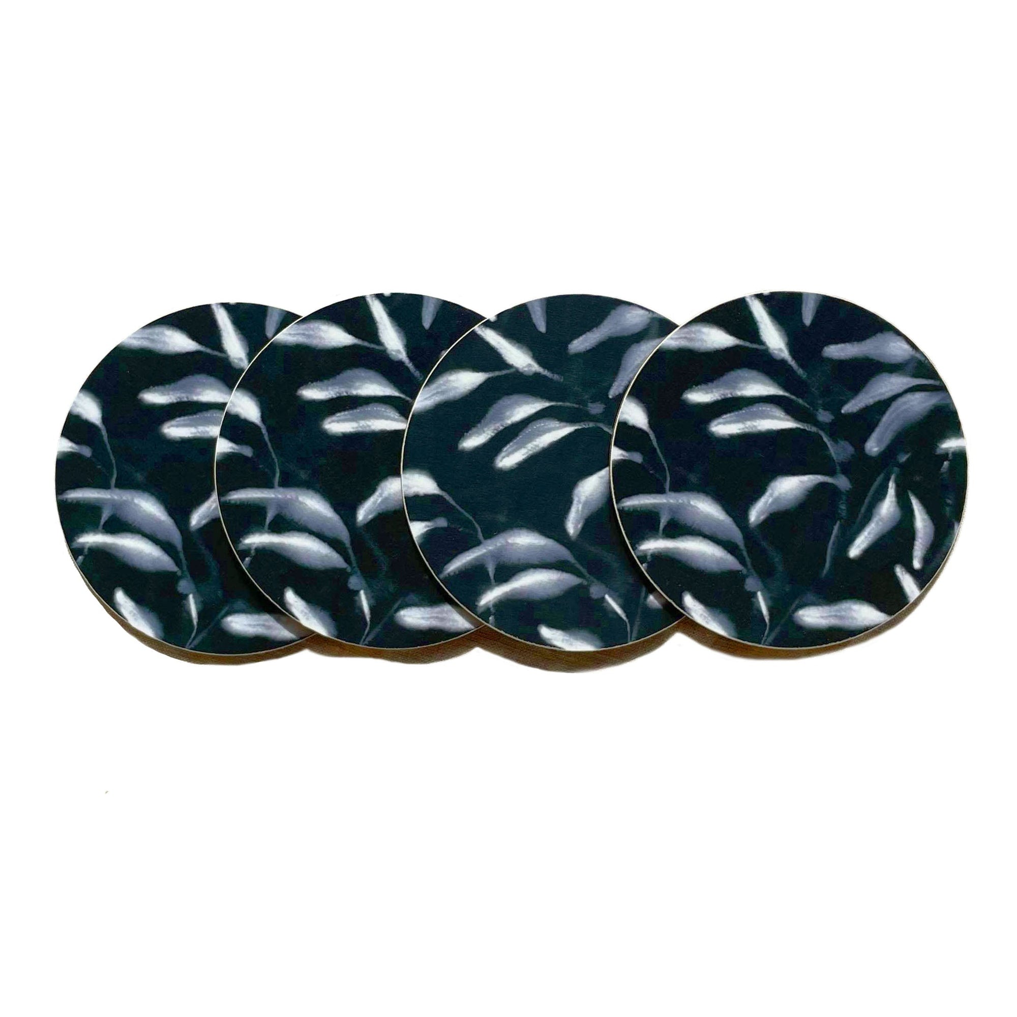 Set of 4 Amongst Round Coasters, Black Navy