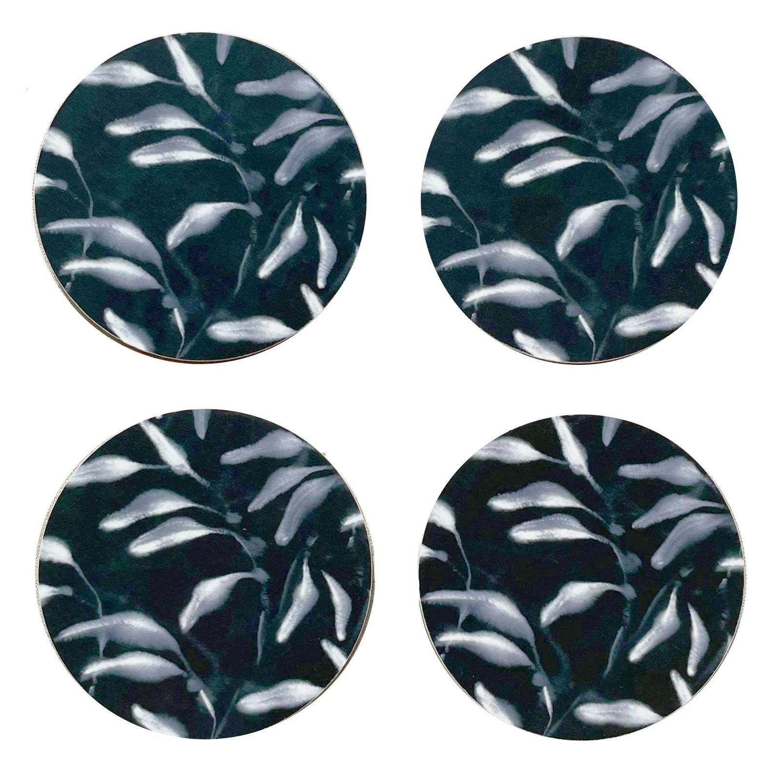 Set of 4 Amongst Round Coasters, Black Navy