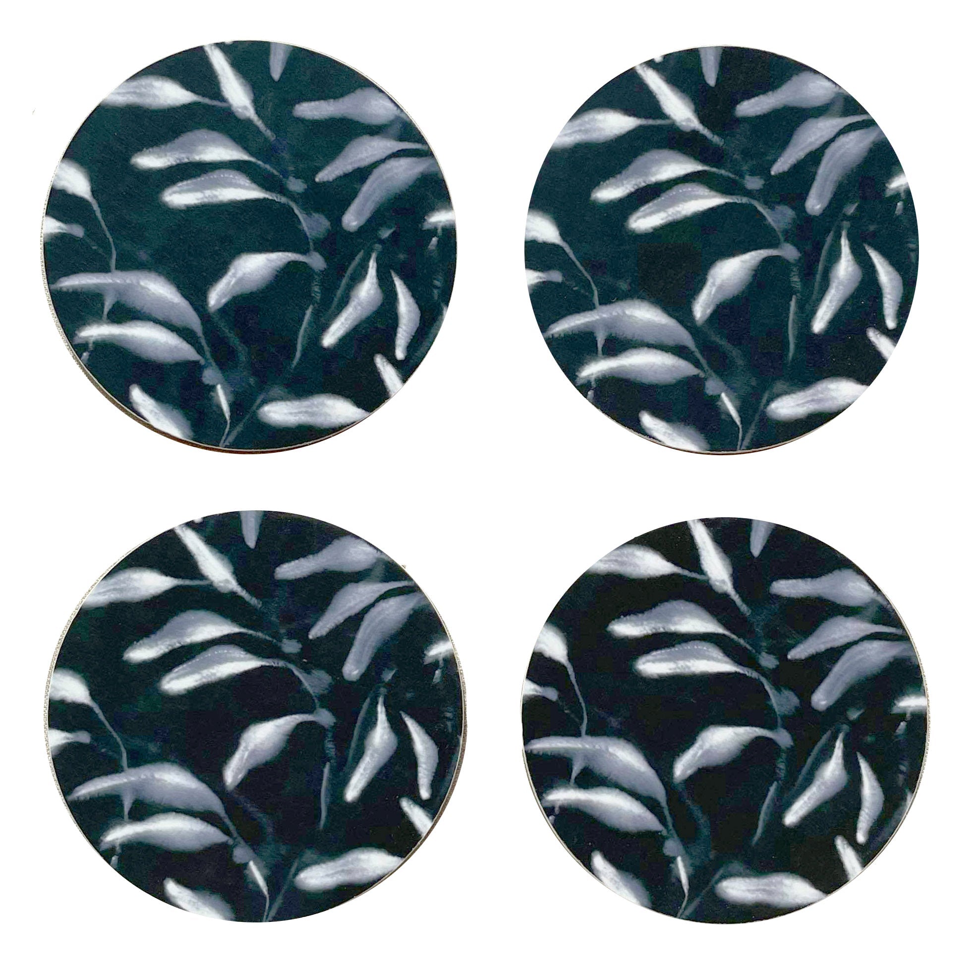 Set of 4 Amongst Round Coasters, Black Navy