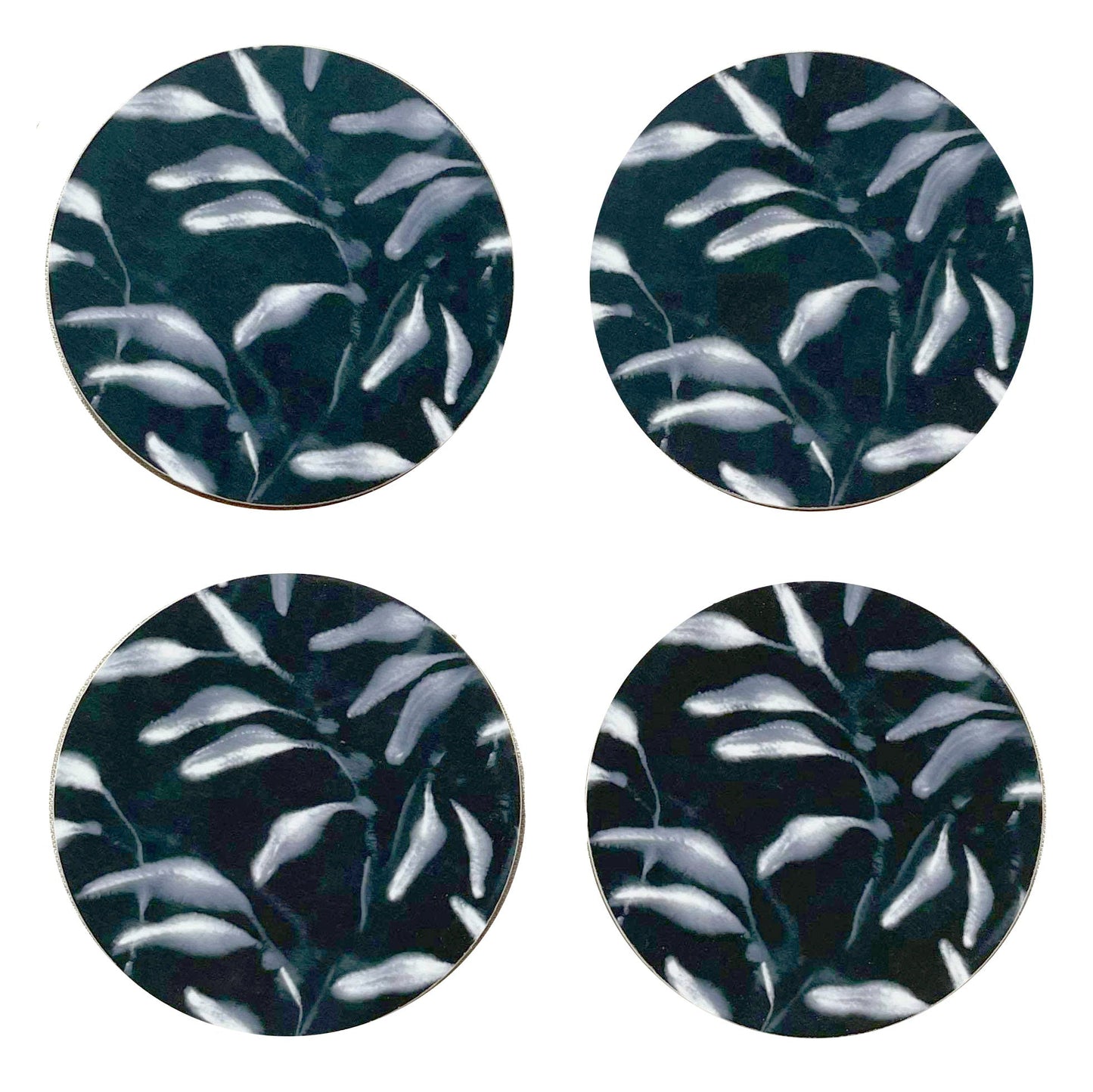 Set of 4 Amongst Round Coasters, Black Navy