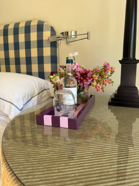Mulberry & Blush Pink Striped Tray