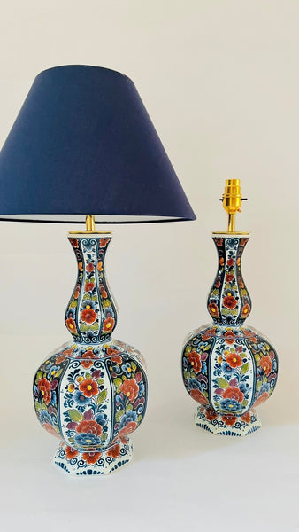 Large Antique Delft ‘Knobbelvaas’ Lamp